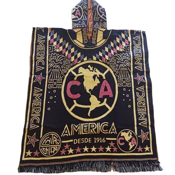 Club America Mexican Poncho - Stylish Fan Gear for Game Day | Dark Blue - Picture 7 of 7